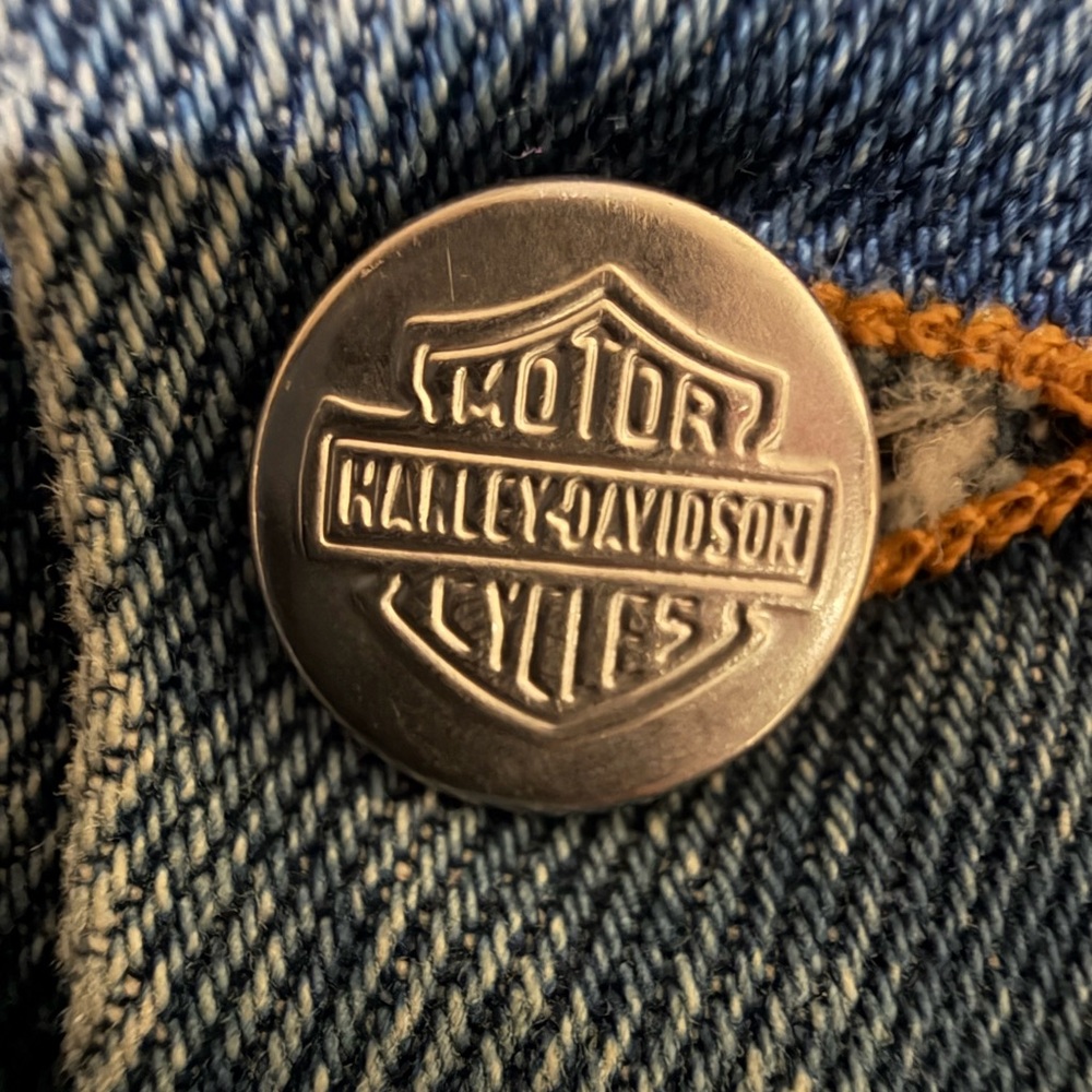 Harley-Davidson Blue Denim Vest with American Flag - Picture 3 of 3